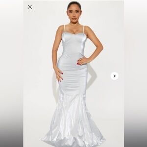 Elegant Silver Evening Gown